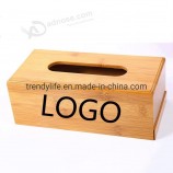Caja de pañuelos Caja de fondo de cajón de madera de bambú de escritorio publicitario Caja de cajón de casa de coche creativo Grabado Logotipo Fabricante