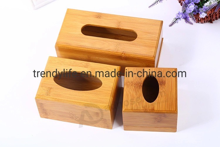 Tissue Box Advertising Desktop Bamboo Wooden Drawer Bottom Box Creative Car Home Drawer Box Engraving Logo Manufacturer