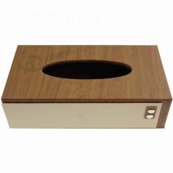 Scatola di fazzoletto di lusso per hotel in pelle chiara con logo personalizzato