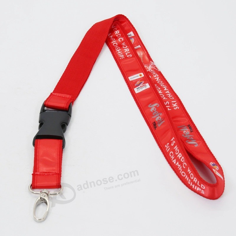 Custom Sublimation Heated Transfer Printed Logo Neck Metal Hook Buckle Lanyards