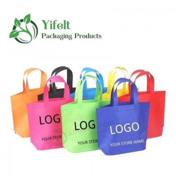 Tote Bag pieghevole non tessuta con logo stampato su ordinazione, sacchetti di imballaggio per generi alimentari di grande capacità