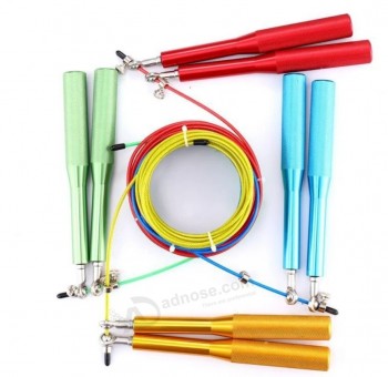 Logo personnalisé réglable Fitness Training Gym Weighted Metal Speed Bearing Jump Skipping Rope pour l’entraînement