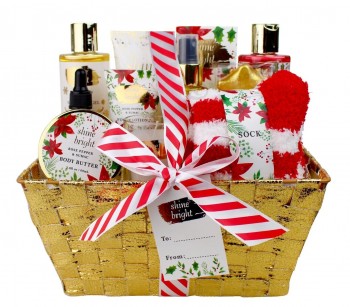 Lavado de cuerpo personalizado SPA Caja de baño de Navidad Juegos de regalo con calcetín