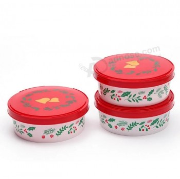 Hot Selling Christmas Home Picknick Voedselveilige Set van Drie Schoolkinderen Opslag Plastic Snack Snoep Lunch Bento Box