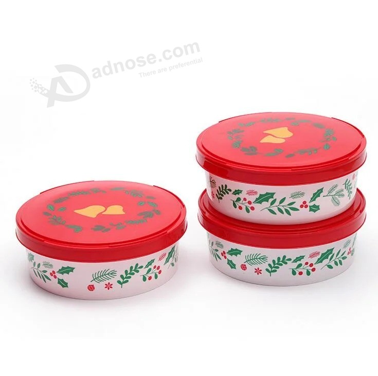 Hot Selling Christmas Home Picnic Food Safe Set of Three School Children Storage Plastic Snack Candy Lunch Bento Box
