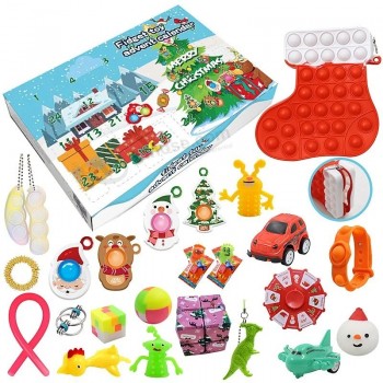Paquet de 25 Push Pop Noël Pop Son Fidget Jouets Boîte Set Emballage Enfants Cadeau Calendrier Ensembles