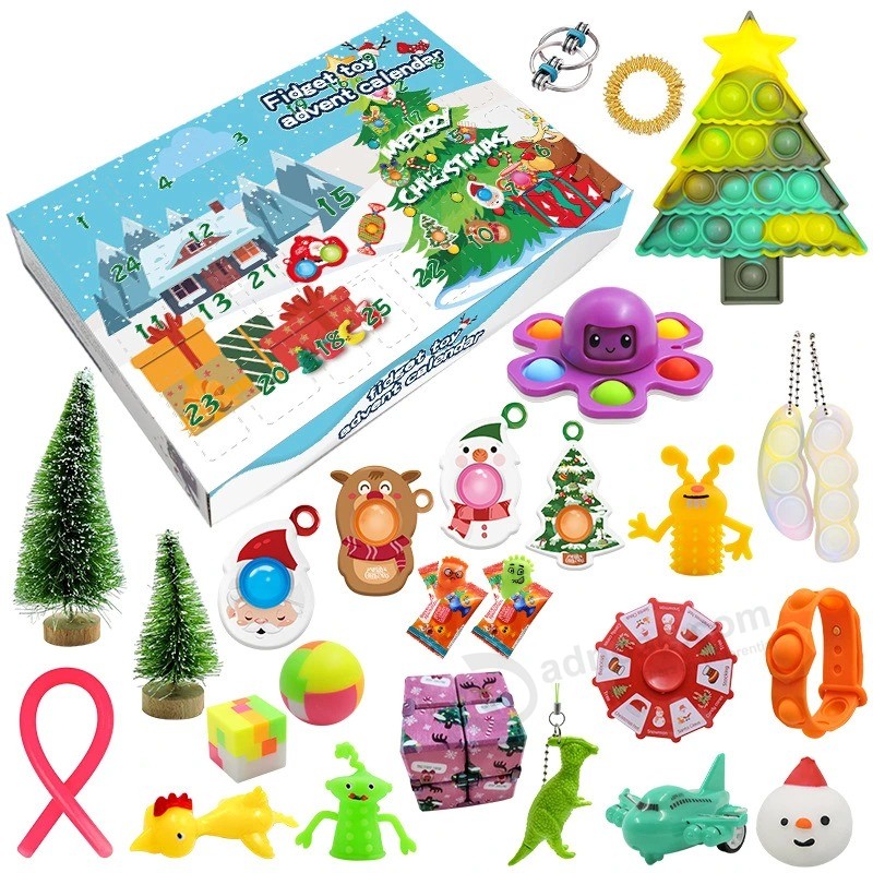 25 Pack Push Pop Christmas Pop Its Fidget Toys Box Set Packing Kids Gift Calendar Sets