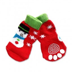 クリスマス犬用アクセサリー雪だるまコットンニットアンチスキッドペットソックス
