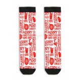 Calcetines de poliéster unisex de regalo con patrón de árbol de Navidad rojo