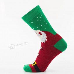 Fancy Santa Claus Pattern Jacquard Festival Green Red Crew Socks