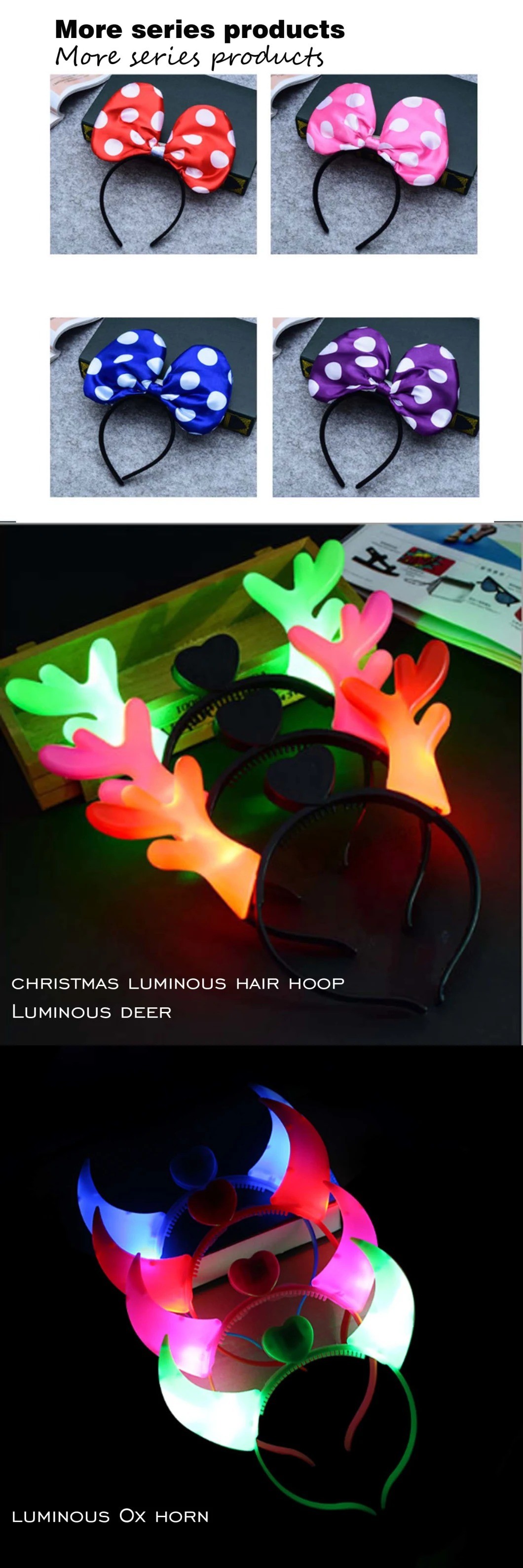 Bowknot LED Flash Light Dressup Blinking Hairband Headband Hair Decor