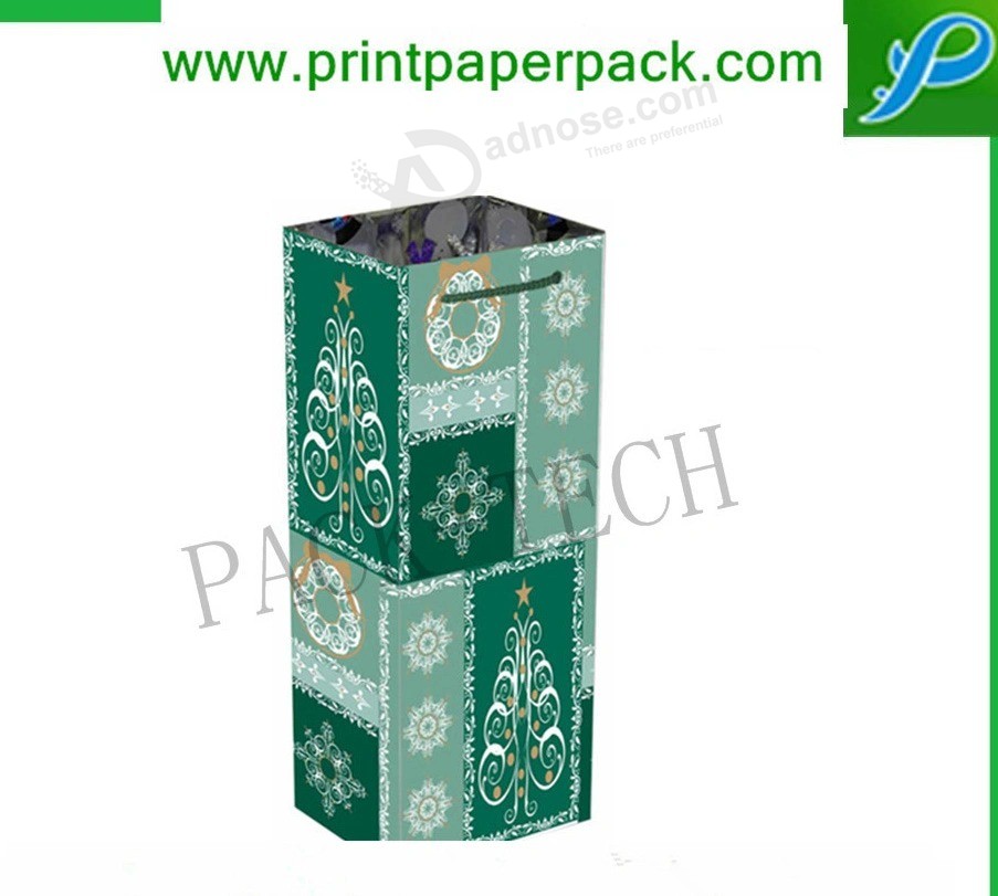 Luxury Elaborate Gift Kraft Paper Bag Wine Bottle Bag with Ribbon