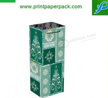 Bolsa de papel kraft de regalo elaborada de lujo Bolsa de botella de vino con cinta