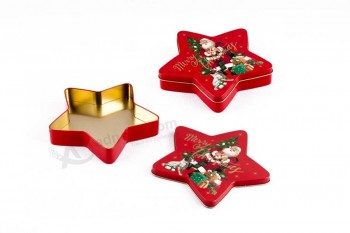 Metal Box Five-Pointed Star Shape Tin Box for Christmas Gifts and Food Package