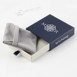 Custom Paper Gift Jewelry Packaging Box with Jewelry Velvet Pouch
