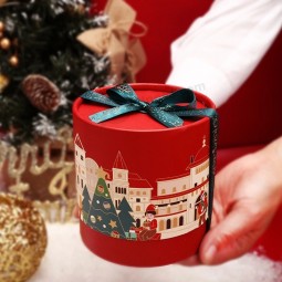 Venta al por mayor Nochebuena Dulce Regalo Embalaje Cilindro Cajas de Papel de Cartón
