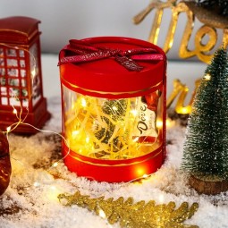 China Venta al por mayor cilindro de lujo Cajas de papel de regalo de Navidad con ventana