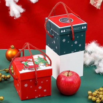 中国卸売クリスマスペーパー段ボール包装ギフトボックス(ハンドル付き)