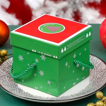 クリスマスホリデーギフト包装硬質段ボール紙箱(ハンドル付き)