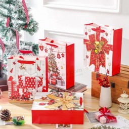 Custom Made Glitter Finish Christmas Gift Packaging Paper Shopping Bags