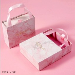 benutzerdefinierte logo druck band griff schmuck geschenkverpackung mode marmor papier pappe schublade boxen