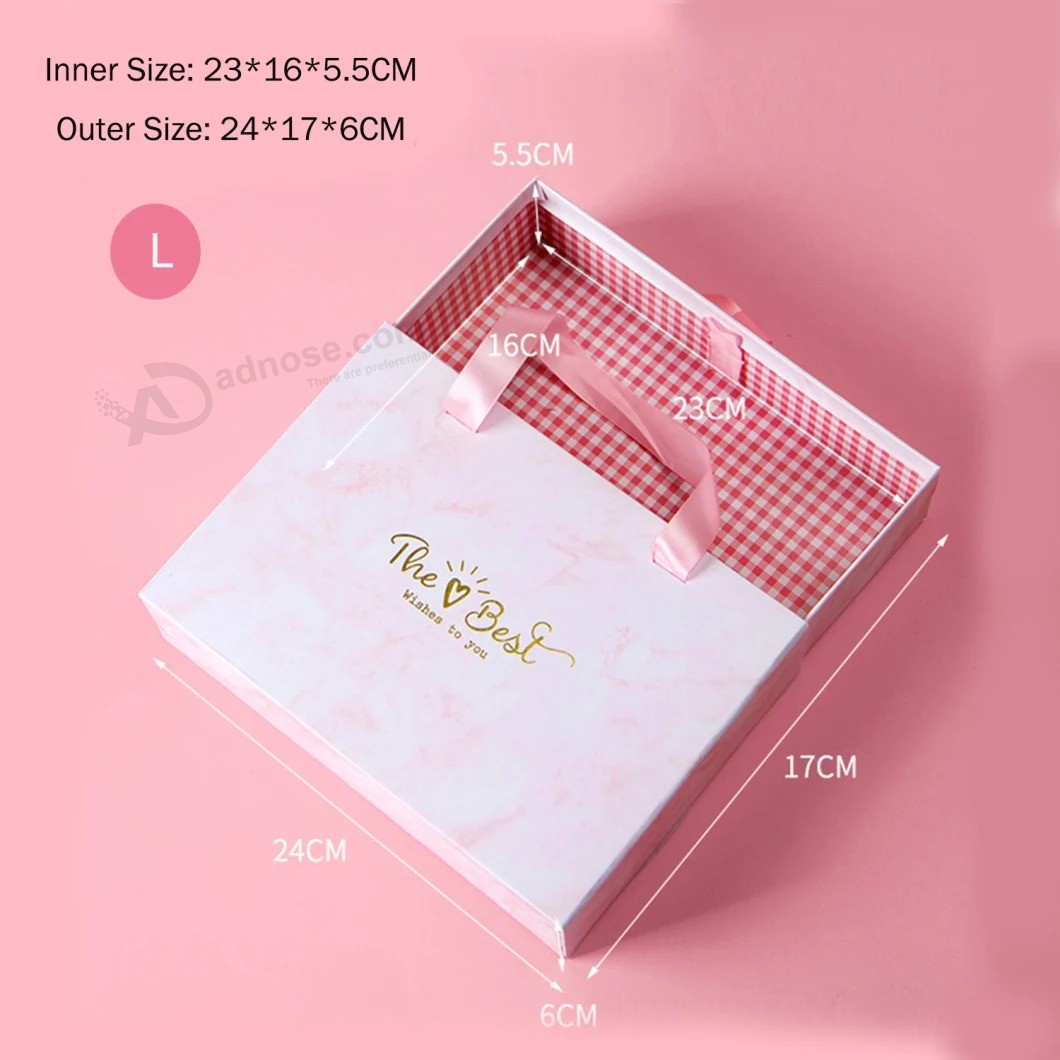 Custom Logo Printing Ribbon Handle Jewelry Gift Packaging Fashion Marble Paper Cardboard Drawer Boxes