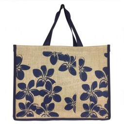 Bolsa de yute impermeable de alta calidad Bolsa de compras ecológica personalizada Impresión Bolsa de mano de arpillera