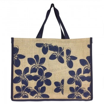Bolsa de yute impermeable de alta calidad Bolsa de compras ecológica personalizada Impresión Bolsa de mano de arpillera