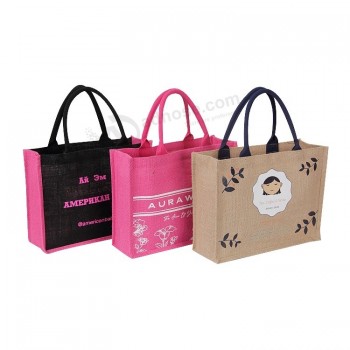 100 material natural hecho a medida con logotipo barato Tote Yute Shopping Gift Bag
