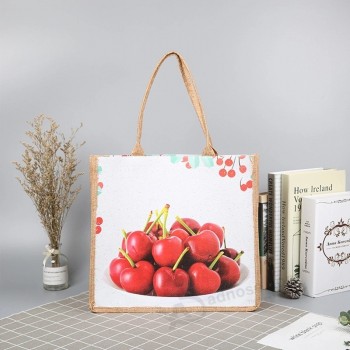 Commerci all'ingrosso Personalizzato A Buon Mercato Eco Logo Stampato Promozione Juta Bag Hessian Tote Bag per lo Shopping