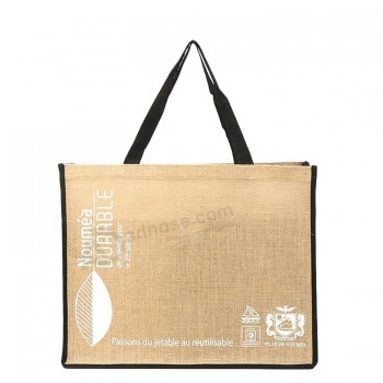 Borsa di iuta naturale Logo personalizzato Eco Friendly Tote Bag ecologica per lo shopping Uso quotidiano