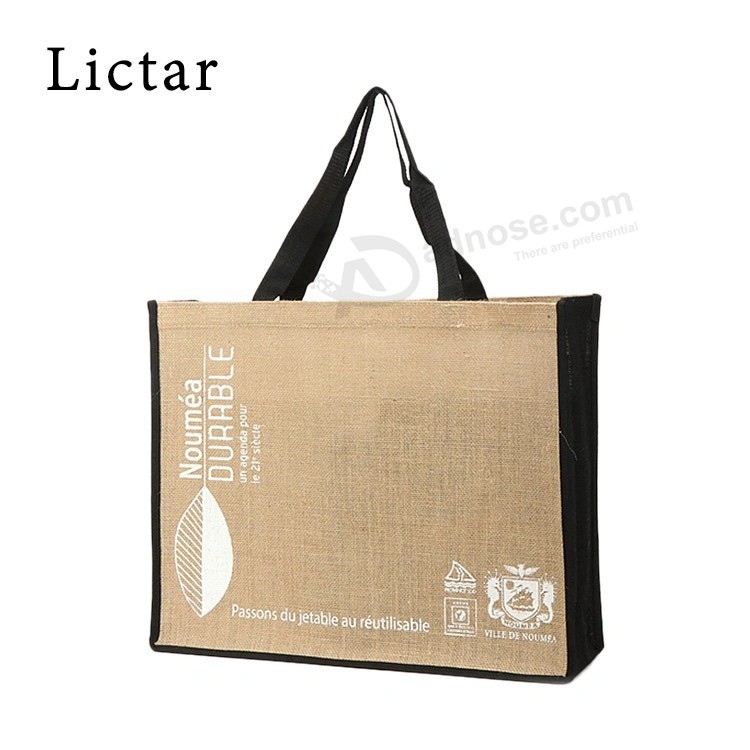 Natural Jute Bag Customized Logo Eco Friendly Environmentally Friendly Tote Bag for Shopping Daily Use