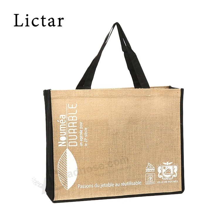 Natural Jute Bag Customized Logo Eco Friendly Environmentally Friendly Tote Bag for Shopping Daily Use