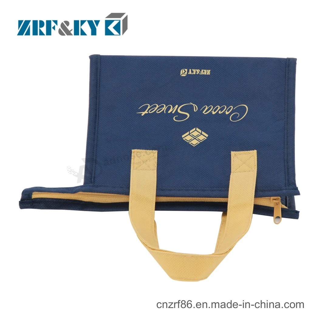 Custom Printed Non Woven Food Carry Shopping Bag with Zipper