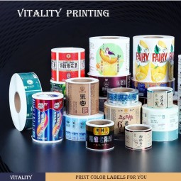 Custom Roll Packin Picture Label UV Printing Service Frozen Food Beauty Products Tag Brand Trademark PVC PE Pet Plastic Vinyl Packaging Stickers
