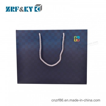 Bolsas de compras de papel recubiertas de arte de color impresas personalizadas con asa