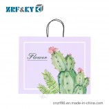 Bolsas de compras de embalaje de papel de color de moda impresas personalizadas con asa