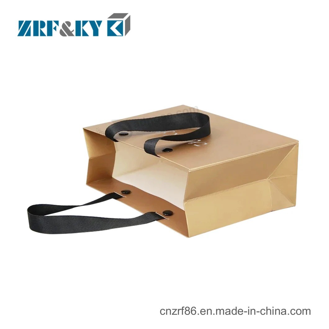 Custom Printed Cardboard Shopping Paper Bags with Flat Rivet Handle