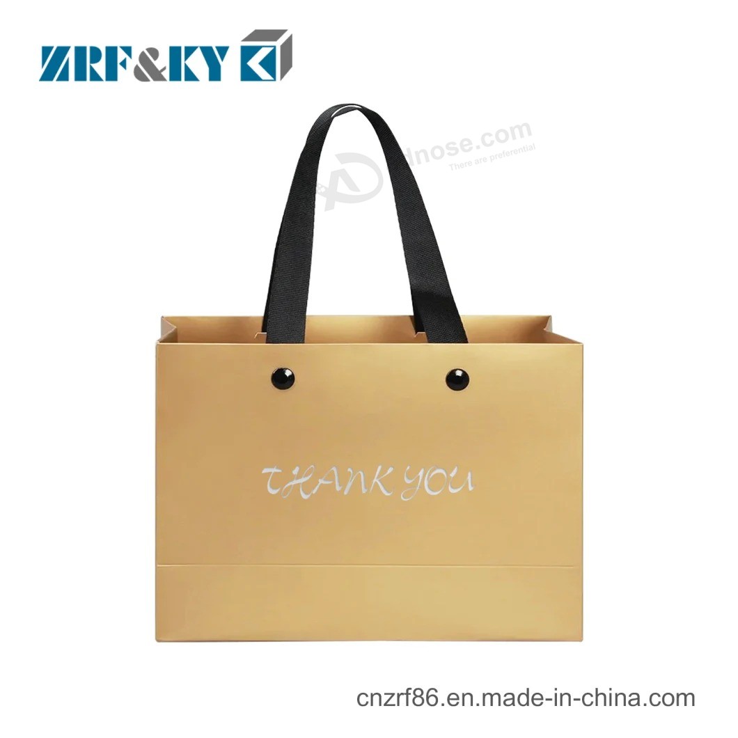 Custom Printed Cardboard Shopping Paper Bags with Flat Rivet Handle