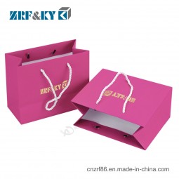 Custom Full Printing Pink Color Printed Hot Foil Stamping Logo Paper Shopping Gift Bags