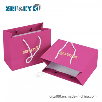 Stampa completa personalizzata Colore rosa stampato a caldo Stamping Logo Shopping Gift Bags