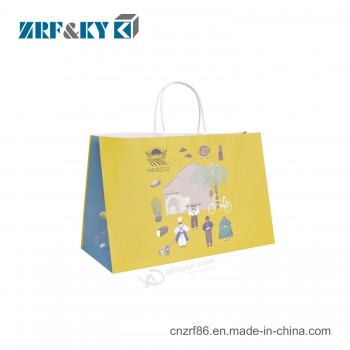 Eco 친절한 재생된 백색/갈색 강선전도 종이 손잡이 백색/갈색 Kraft 종이 쇼핑 선물 운반대 패킹 부대