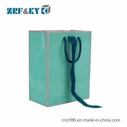 Custom Green Color Logo Printed Paper Gift Packaging Shopping Carrier Bag