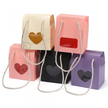 Kraft papier gunst zak Cupcake dozen roze bruiloft verpakking dozen Lila geschenkdoos met handvat Kraft noten pakket doos
