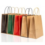 Bolsas de papel kraft para llevar de borde marrón Las bolsas de papel baratas de 140GSM mejoran la impresión de logotipos personalizados