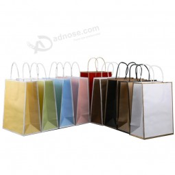 Schwarz Gold Rand Kraftpapier Tasche Benutzerdefinierter Logodruck 140 g/m² Material Milchtee Einweg-Lunchbeutel