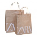 Impresión de logotipo de nombre de un solo color Pequeña cantidad Bolsa de color natual barata 120GSM Bolsas de regalo de papel kraft personalizadas