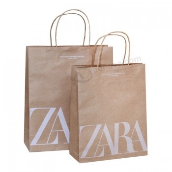 Single Color Name Logo Printing Small Quantity Cheap Natual Color Bag 120GSM Kraft Paper Gift Bags Custom