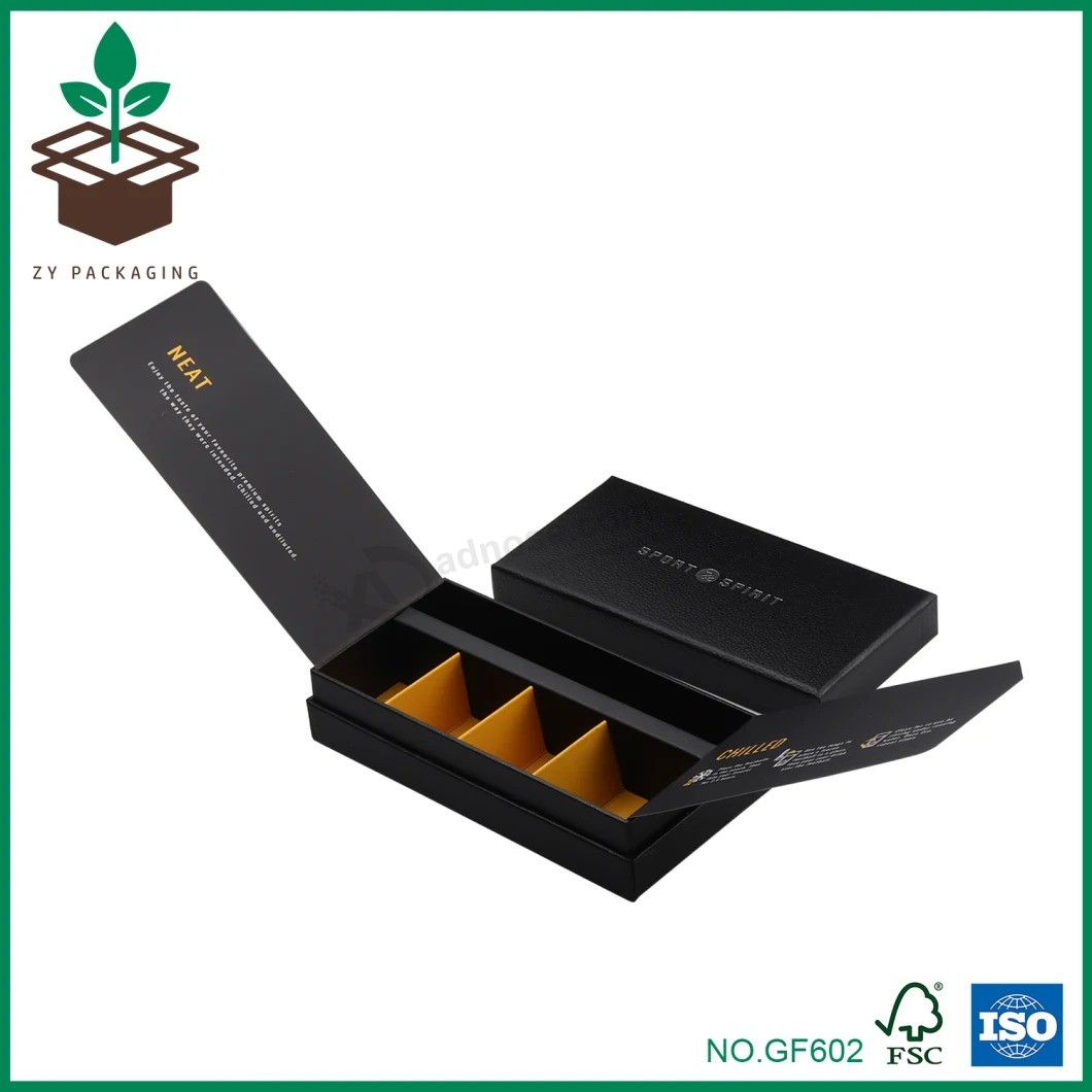 Black Custom Rigid Cardboard Paper Storage Box with Two Wings for Gift