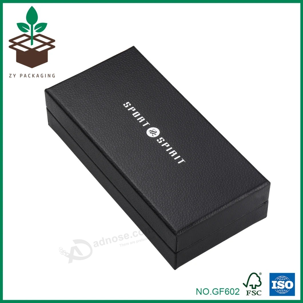 Black Custom Rigid Cardboard Paper Storage Box with Two Wings for Gift